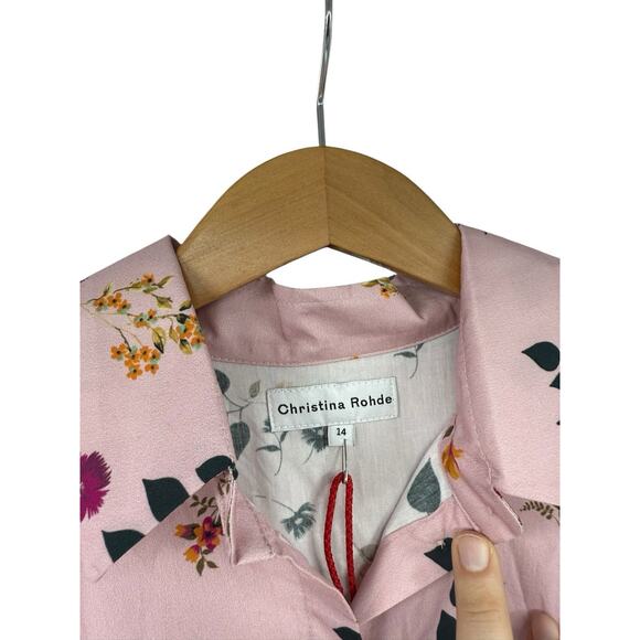 Christina Rohde Pink Floral Flutter Ruffle Sleeve Formal Dress Kids Size 14 New - Picture 3 of 8